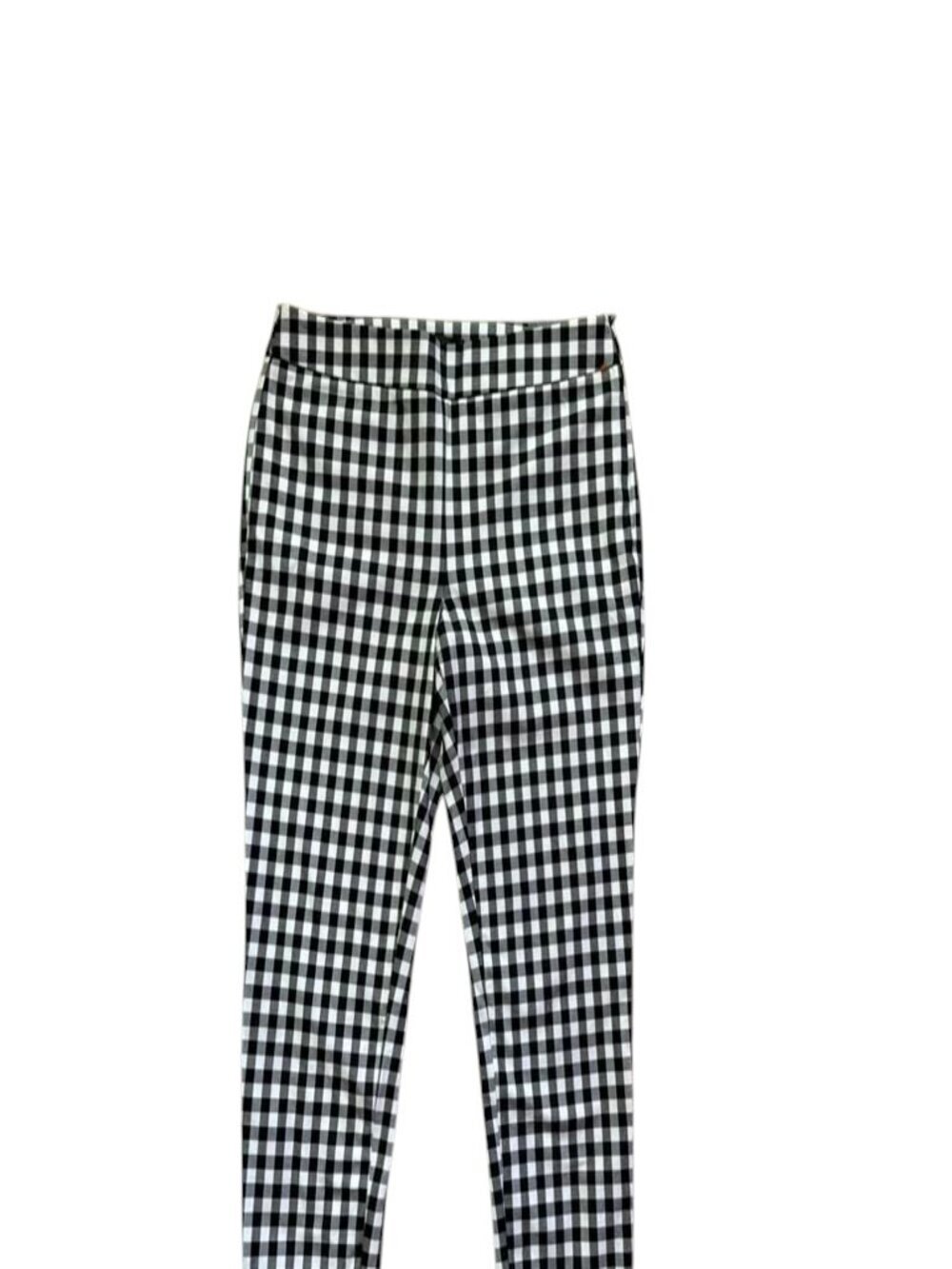Talbots Women's Size 12 Gingham Ankle Pants Black White Cotton Blend NWT